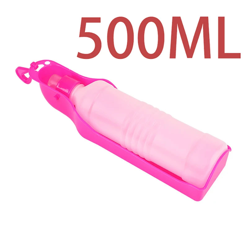 Portable Pet Water Bottle 500ml with Fold-Out Drinking Trough for Dogs