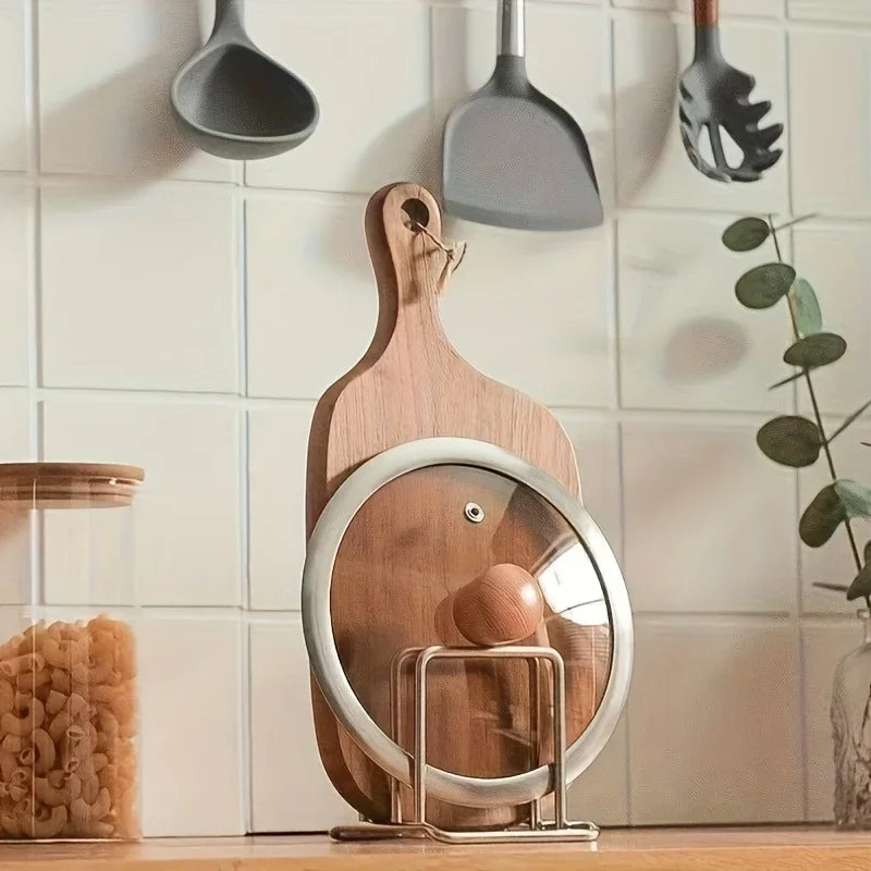 Stainless Pot-Lid & Cutting-Board Organizer Rack