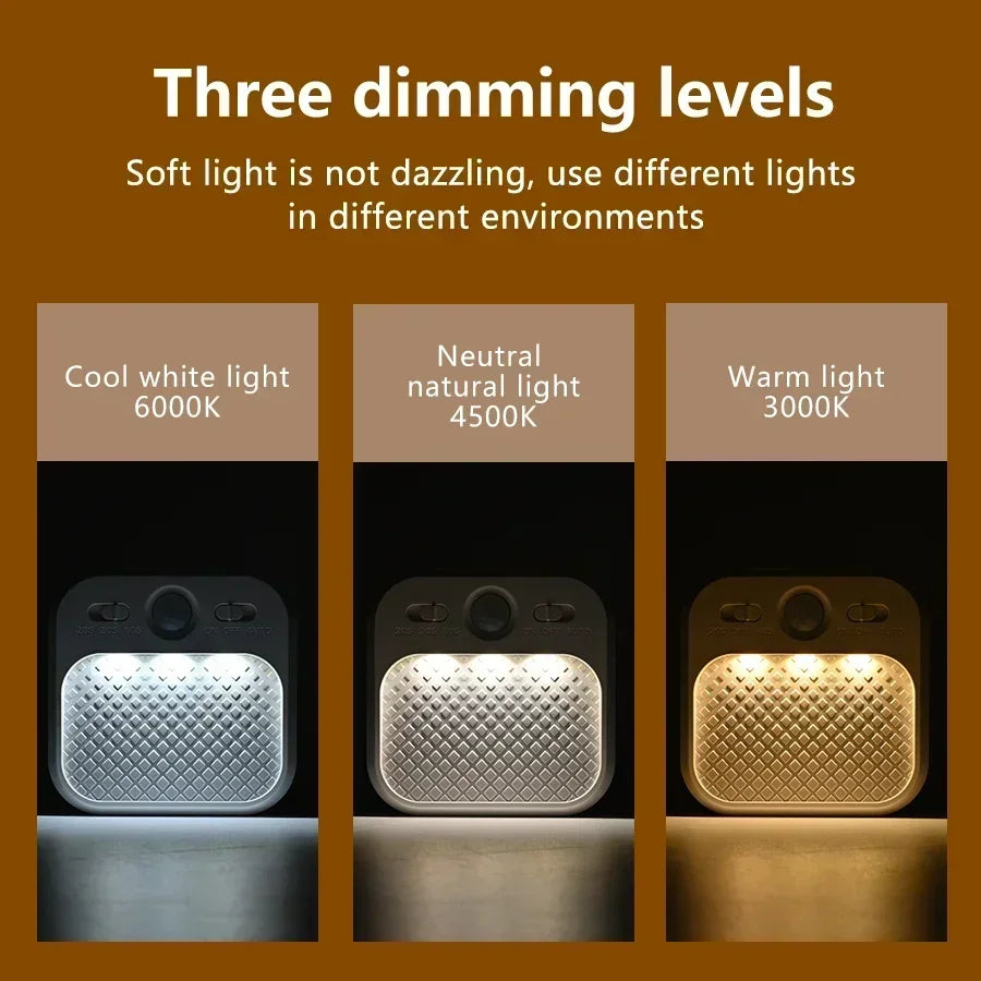 Motion-Sensor LED Night Light — 3-Color-in-1 Stick-On Light for Closets & Hallways