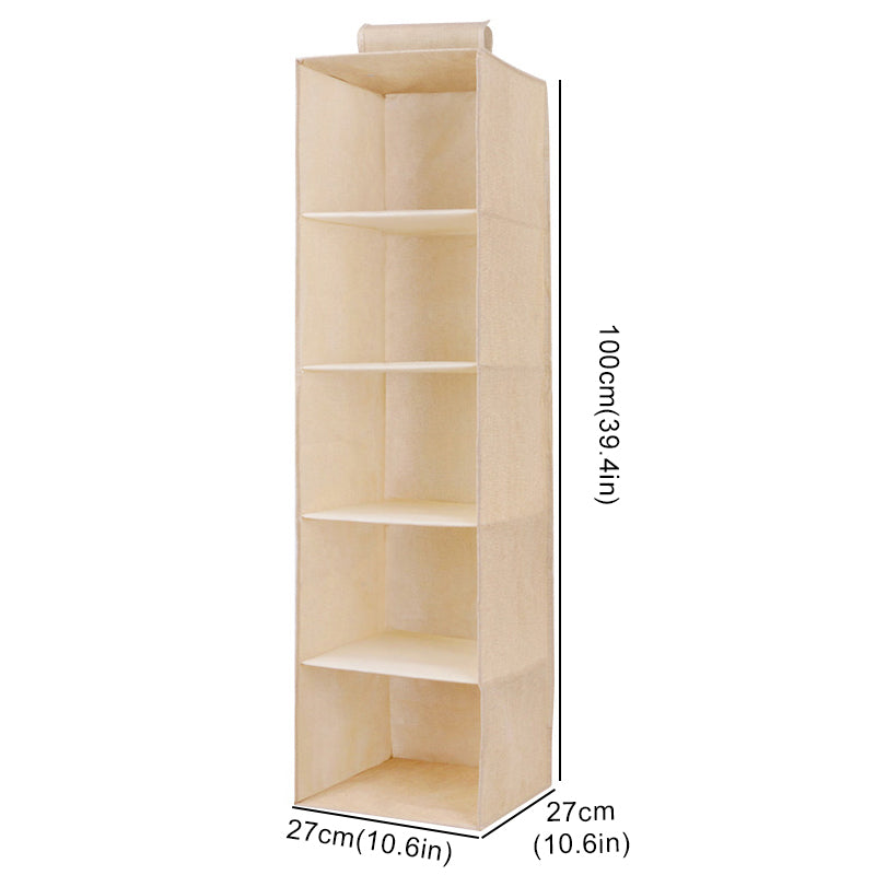 Hanging Closet Organizer — 5-Shelf Cotton Linen Shelves