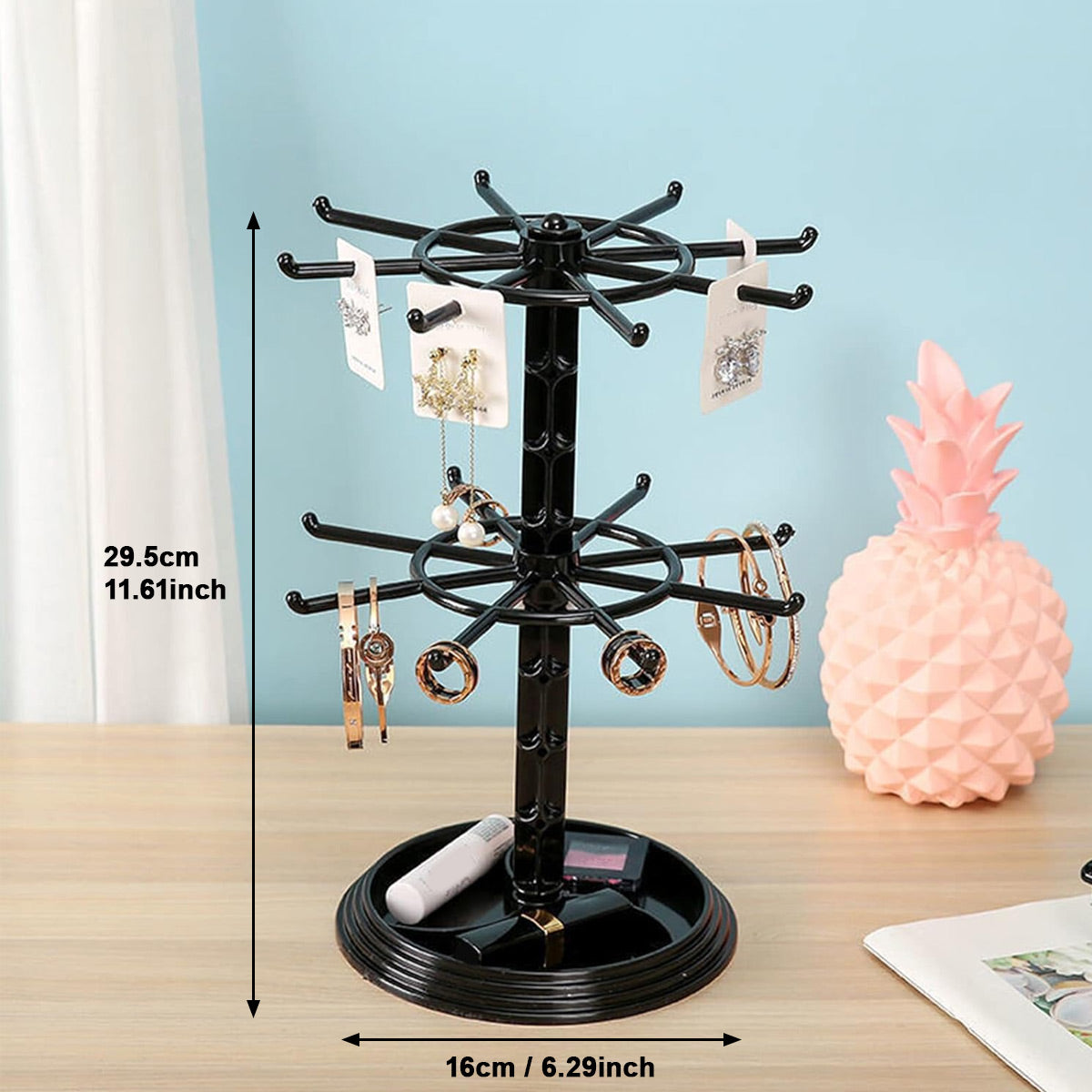 360° Rotating Jewelry Organizer — Tangle-Free Earrings, Necklaces & Rings at a Glance