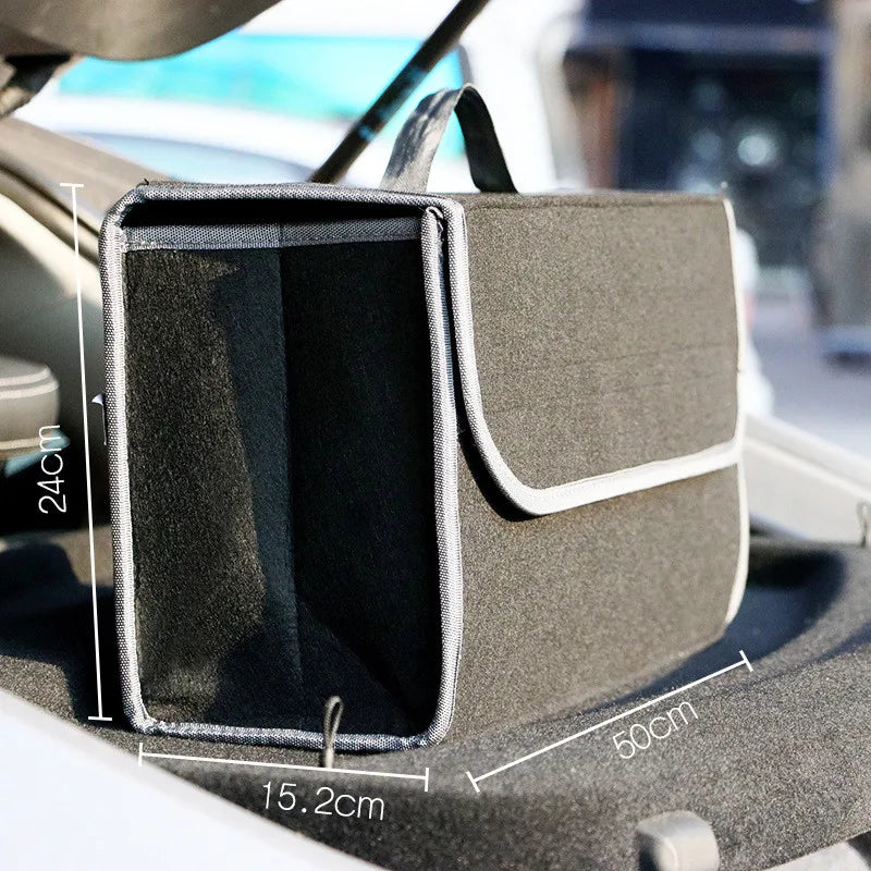 Foldable Felt Car Trunk Organizer — Collapsible Storage Box for Groceries & Gear