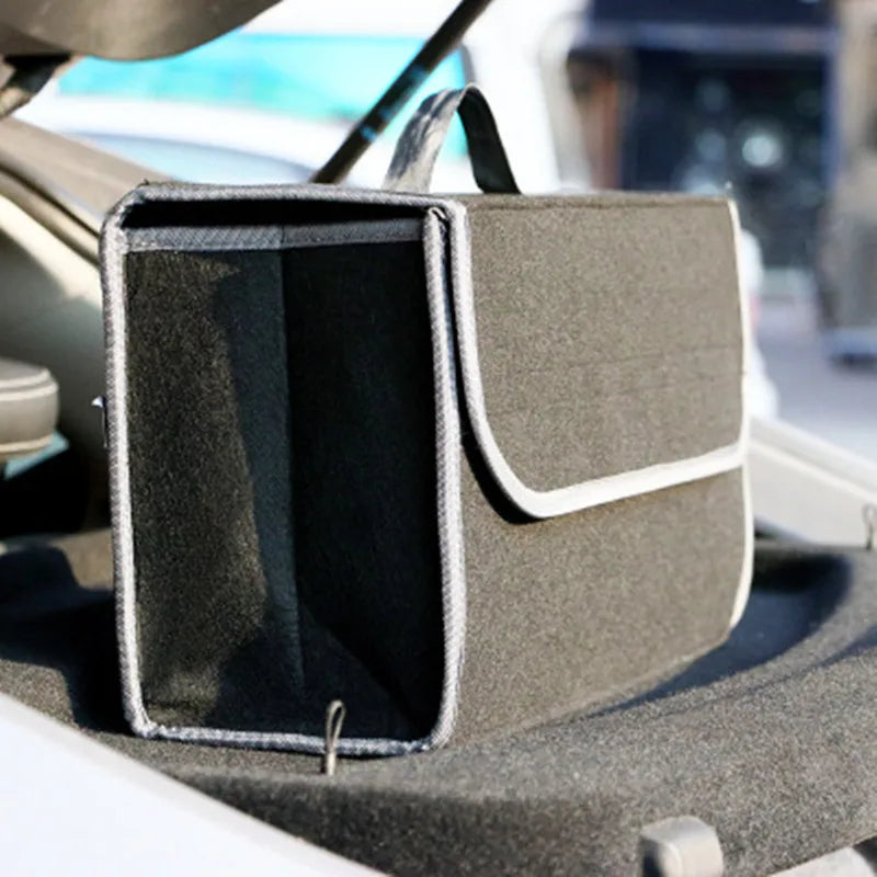 Foldable Felt Car Trunk Organizer — Collapsible Storage Box for Groceries & Gear