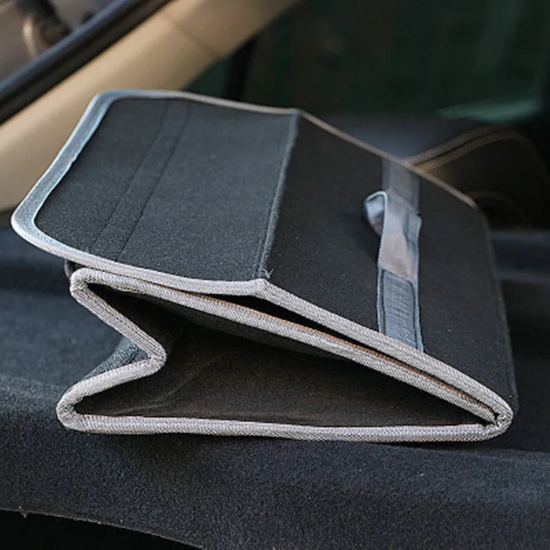 Foldable Felt Car Trunk Organizer — Collapsible Storage Box for Groceries & Gear