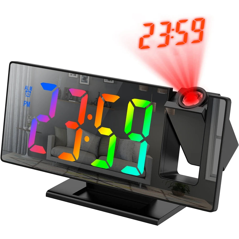 Projection Alarm Clock — 180° Ceiling Display