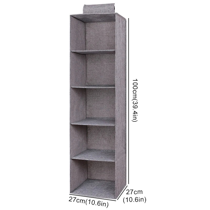 Cotton Hanging Closet Organizer — Drawer-Style Storage with Pockets