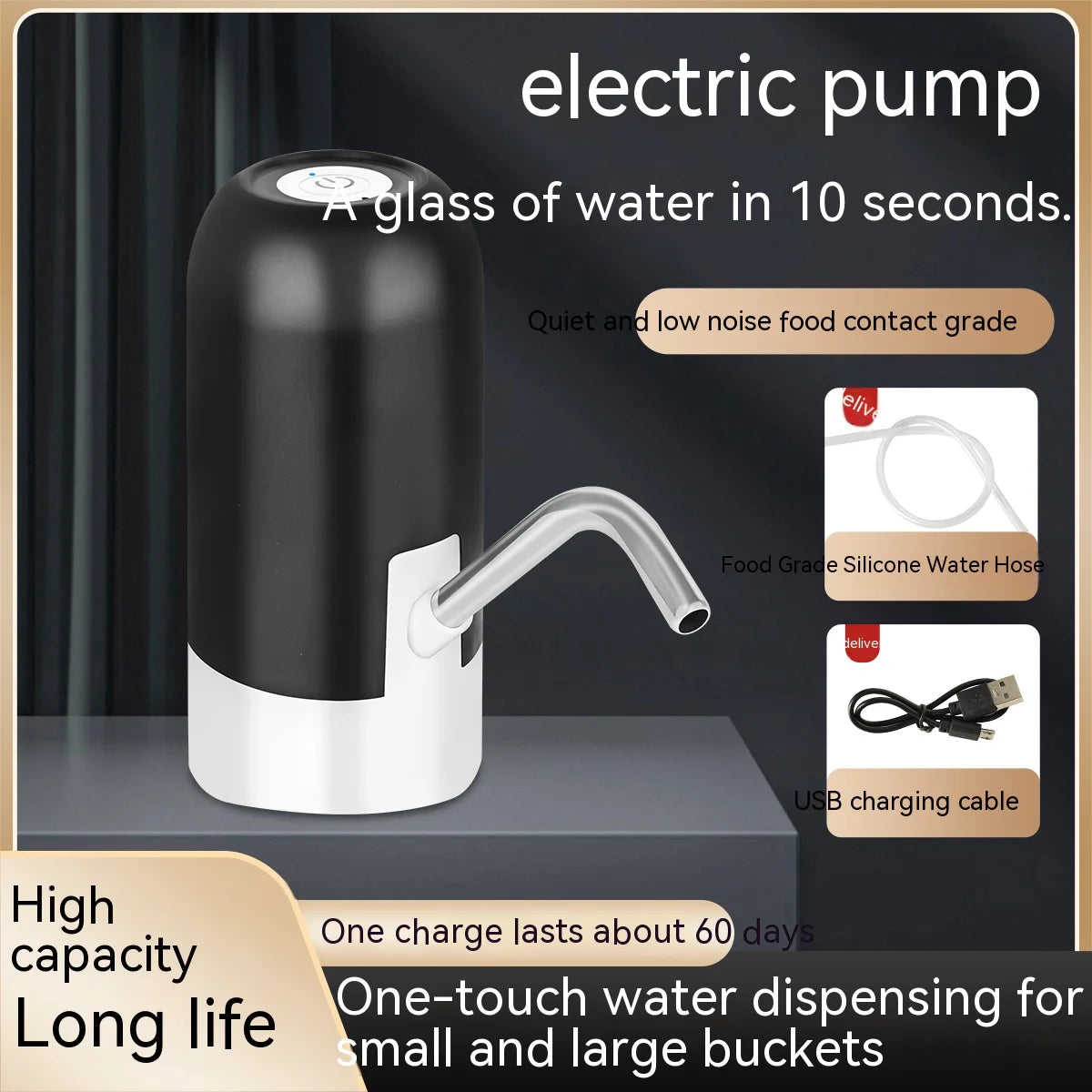 Rechargeable Gallon Water Dispenser Pump — USB Electric Drinking-Water Pump