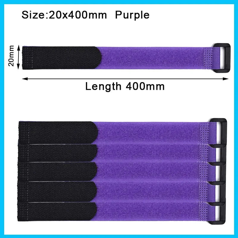 Reusable Hook-and-Loop Cable Tie Straps – 10-Pack Adjustable Nylon Cord Organizers, Black (20x300mm)
