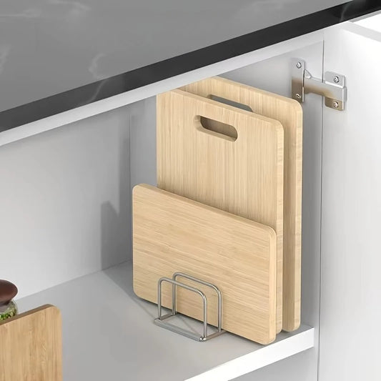 Stainless Pot-Lid & Cutting-Board Organizer Rack