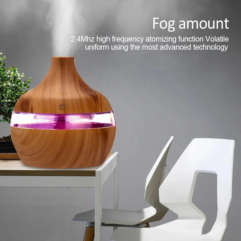 Ultrasonic Cool-Mist Aroma Diffuser 300ml with LED Light — Home Humidifier
