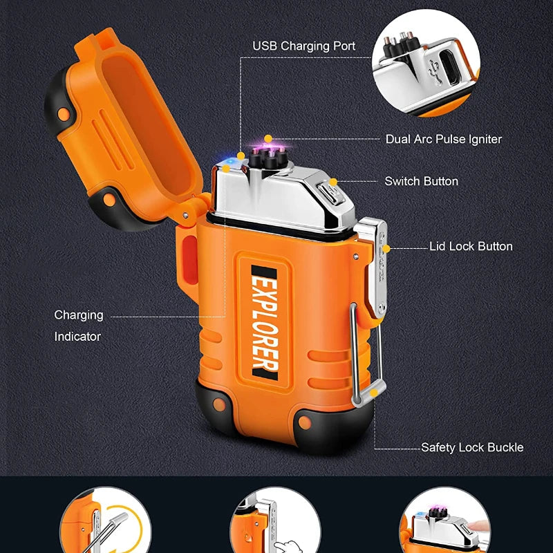 Rechargeable Double Arc Lighter — Windproof Plasma