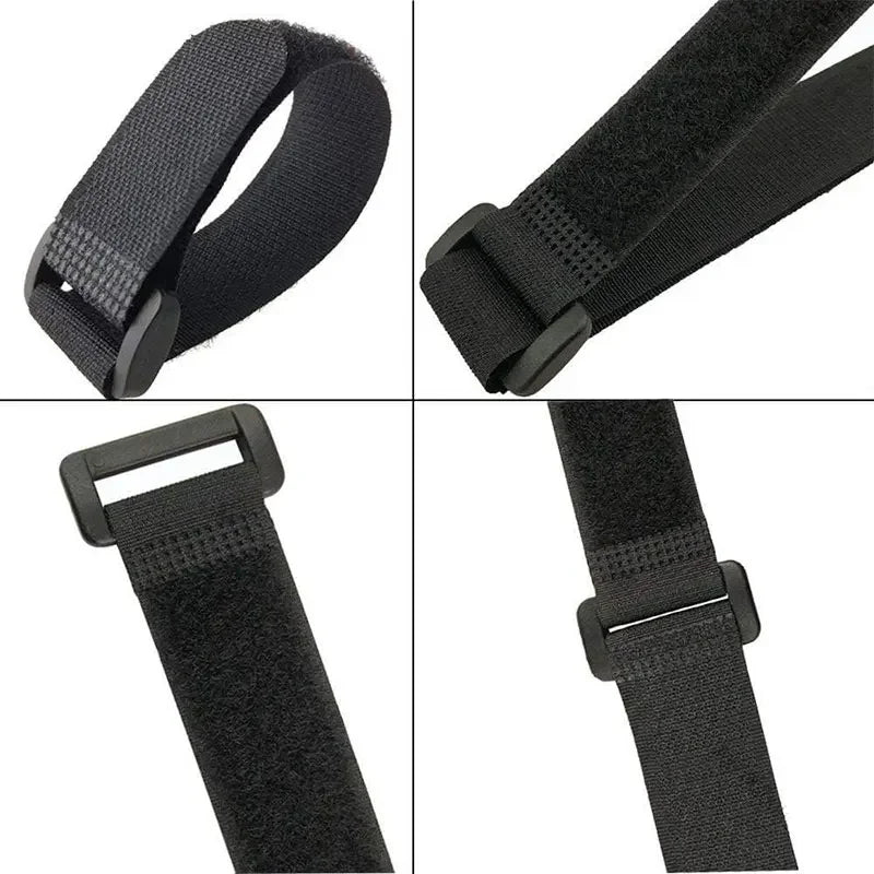 Reusable Hook-and-Loop Cable Tie Straps – 10-Pack Adjustable Nylon Cord Organizers, Black (20x300mm)