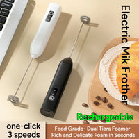 Rechargeable Electric Milk Frother — 3-Speed USB Coffee Whisk
