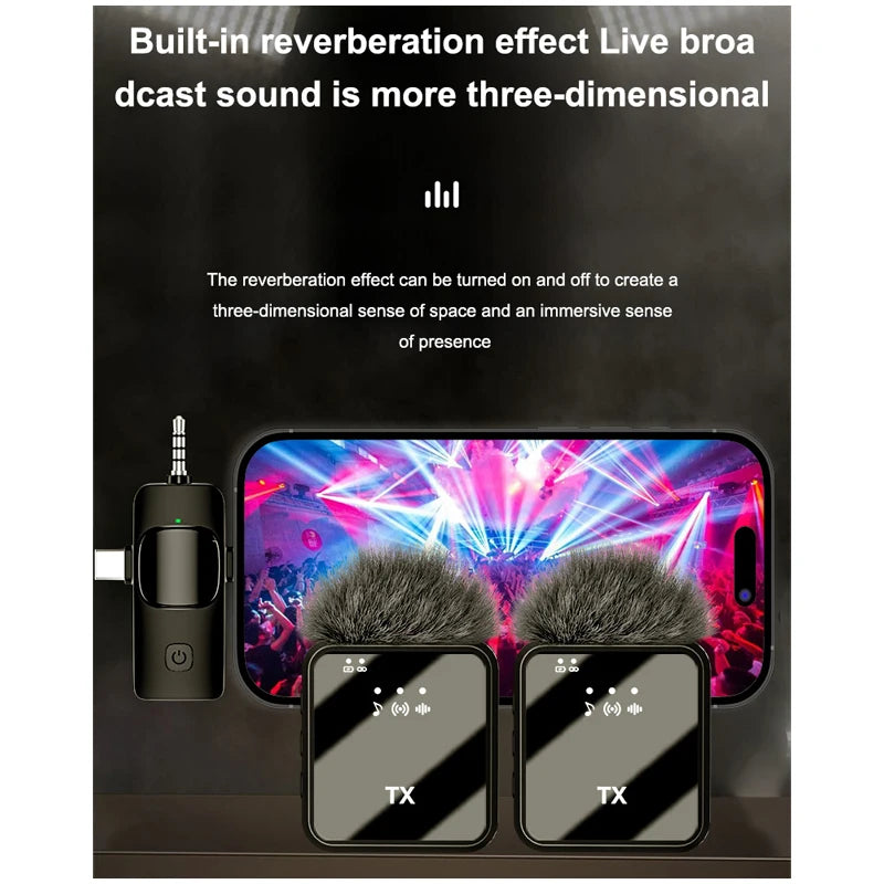Wireless Lavalier Microphone — Noise-Cancelling