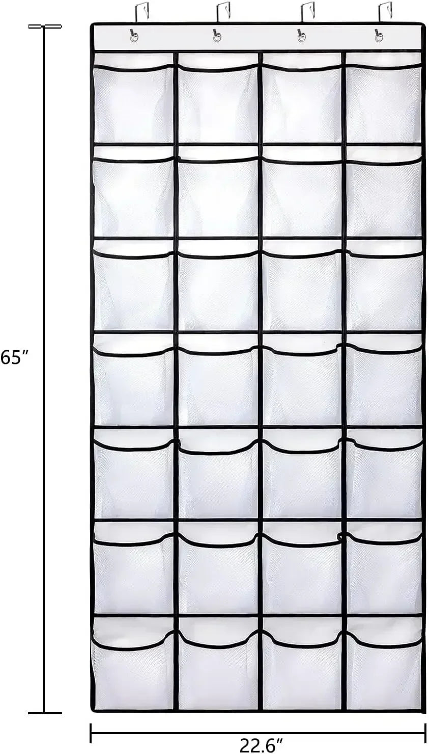 24-Pocket Over-Door Shoe Organizer — Fabric Hanging Storage with Hooks