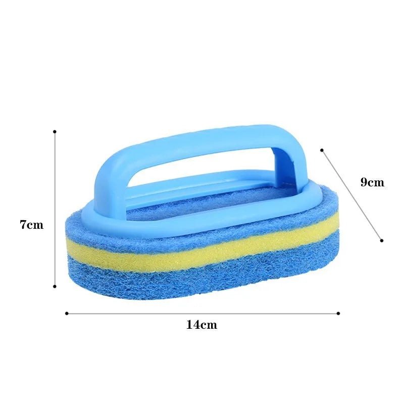 Handheld Magic-Sponge Scrub Brush with Handle for Tub, Tile & Sink
