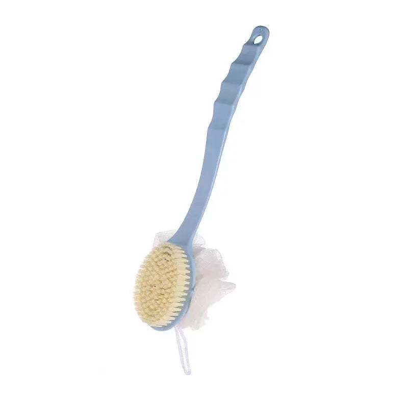 Long-Handle Mesh Back Bath Scrubber Brush with Hanging Loop