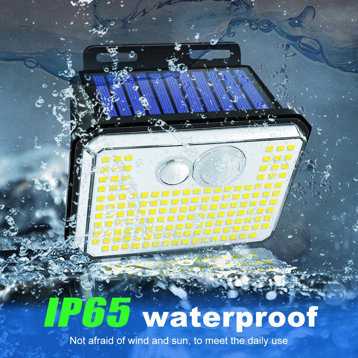 148-LED Solar Motion-Sensor Outdoor Wall Light — 3 Modes, IP65 Waterproof