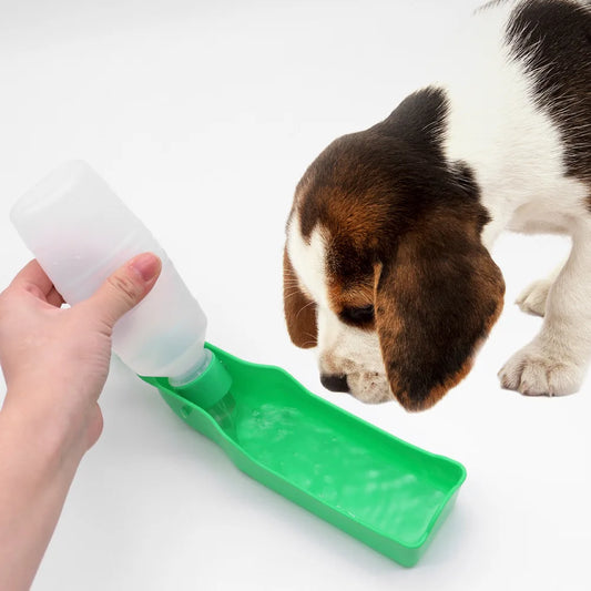 Portable Pet Water Bottle 500ml with Fold-Out Drinking Trough for Dogs