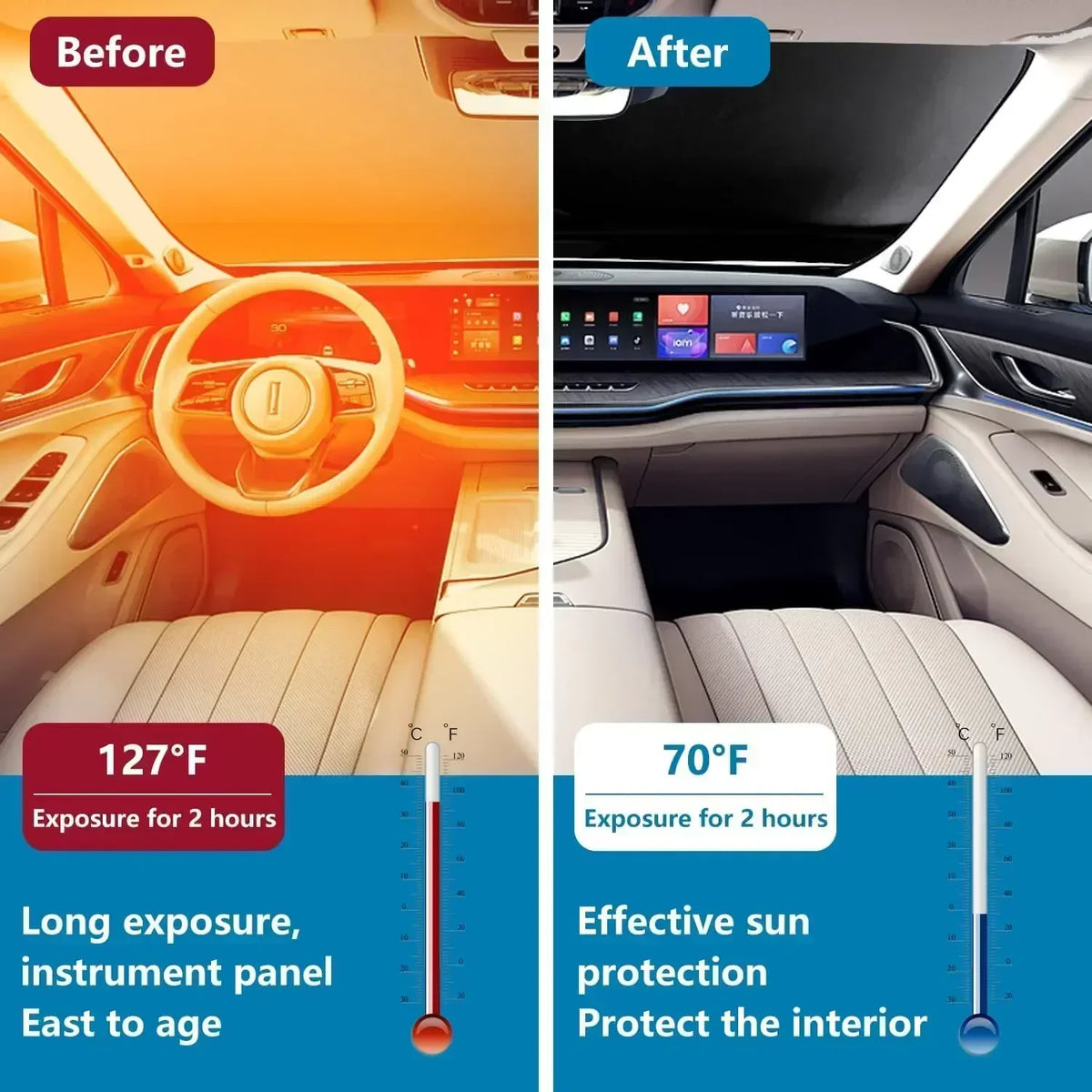 Foldable Car Windshield Sun Shade – UV Protection Heat Blocker