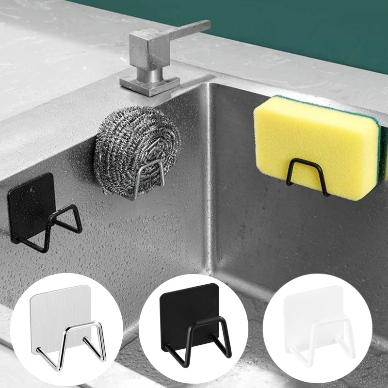 Adhesive Stainless-Steel Sponge & Dishcloth Holder Rack for Kitchen Sink