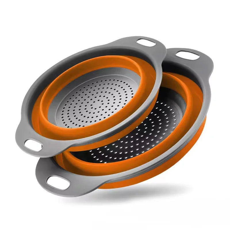 Collapsible Silicone Colander — Foldable Space-Saving Strainer