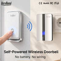 Self-Powered Wireless Doorbell — 150M Range, 51 Ringtones