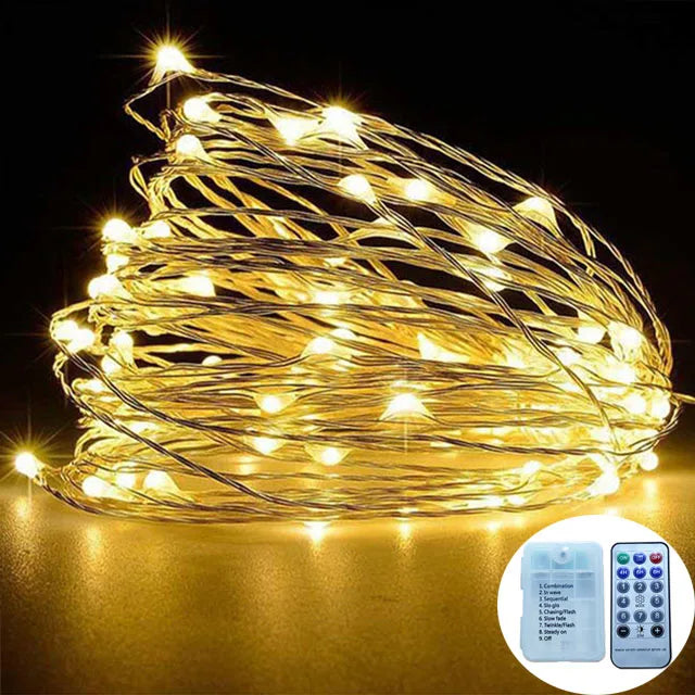 Copper-Wire Fairy String Lights 10m — USB Fairy Lights with Remote & Timer