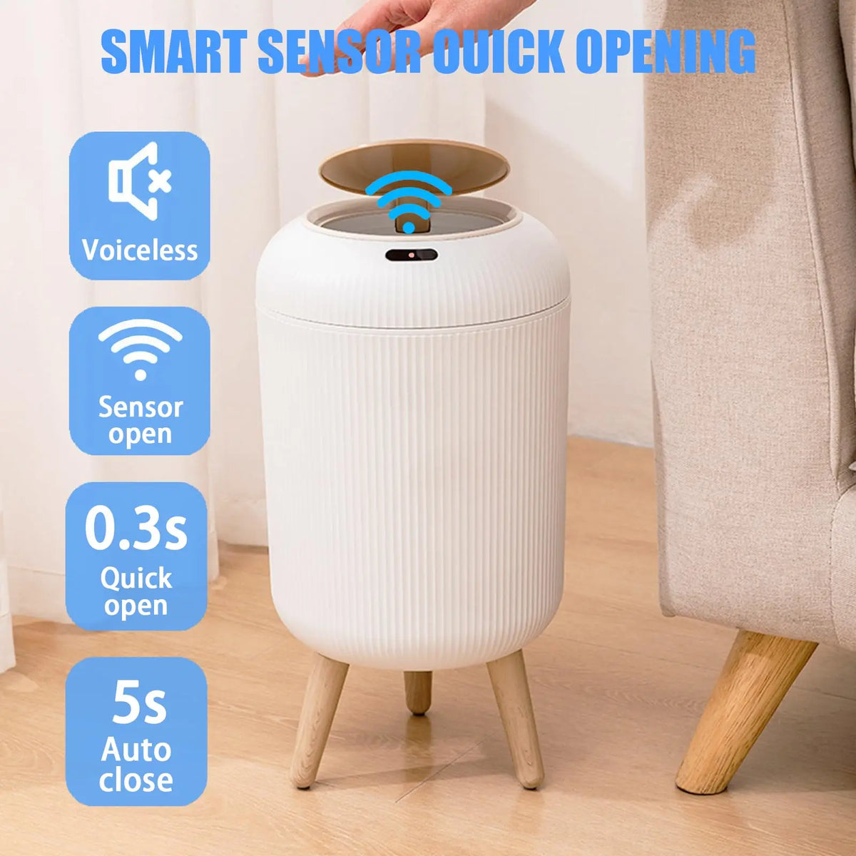 Motion-Sensor Trash Can — 10L Touchless Bin