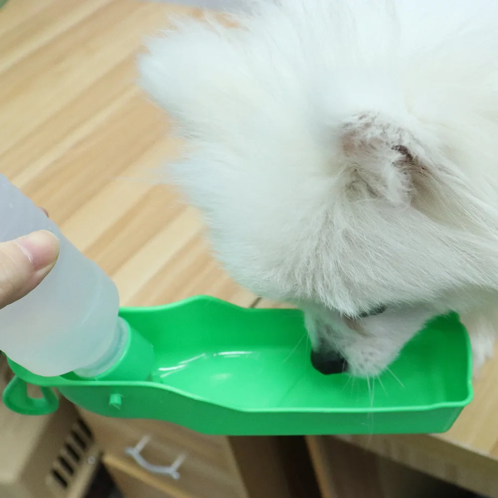 Portable Pet Water Bottle 500ml with Fold-Out Drinking Trough for Dogs