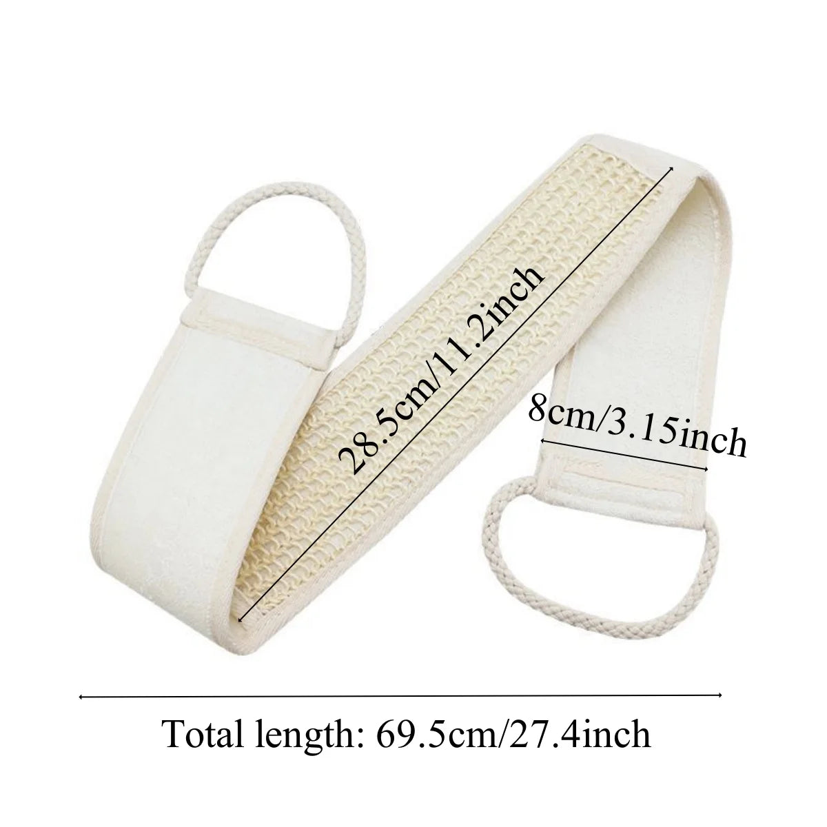 Exfoliating Loofah Back Scrubber Strap 2-Pack — Shower Bath Belt for Back Washing