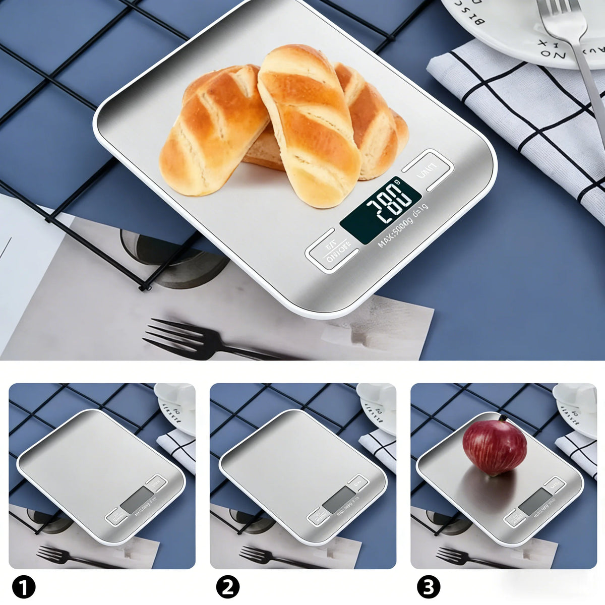 Precision Digital Kitchen Scale 5kg — LCD Food Scale with Stainless Steel Platform