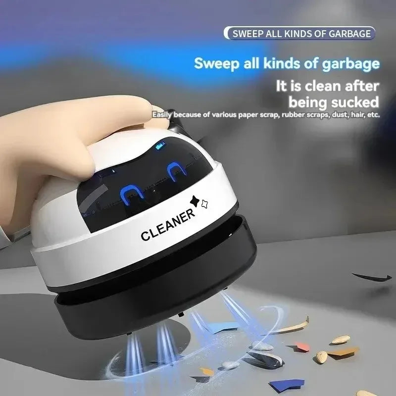 Mini Desk Vacuum Cleaner USB Rechargeable Cordless — Table Crumb & Dust Sweeper with Detachable Nozzle