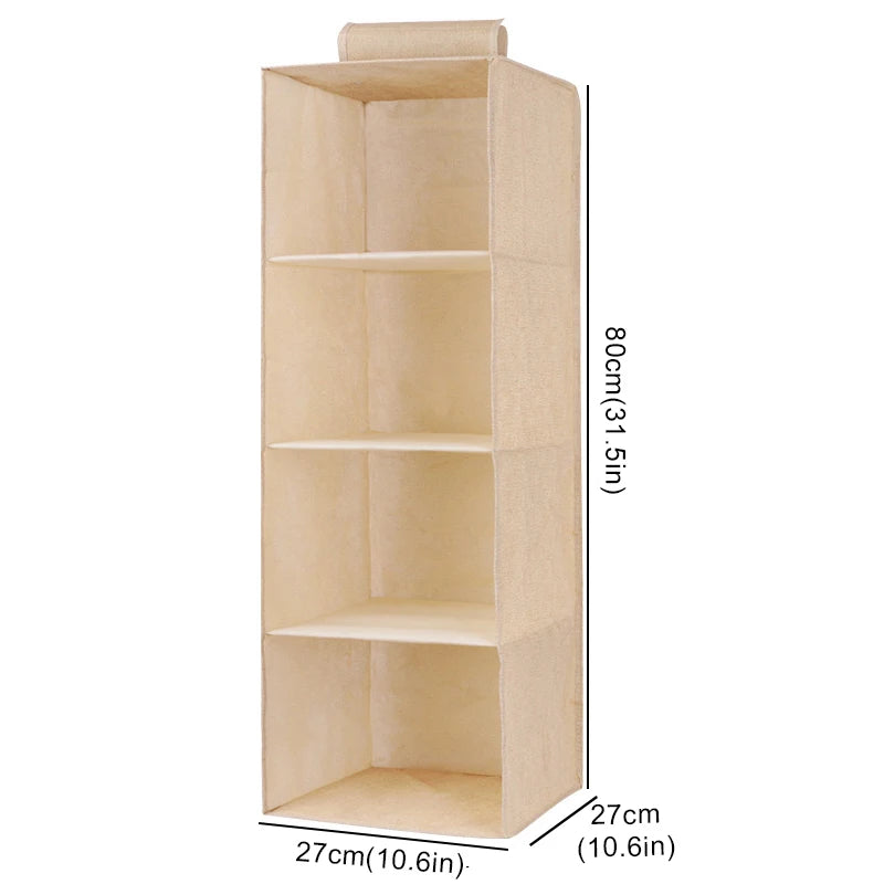 Cotton Hanging Closet Organizer — Drawer-Style Storage with Pockets