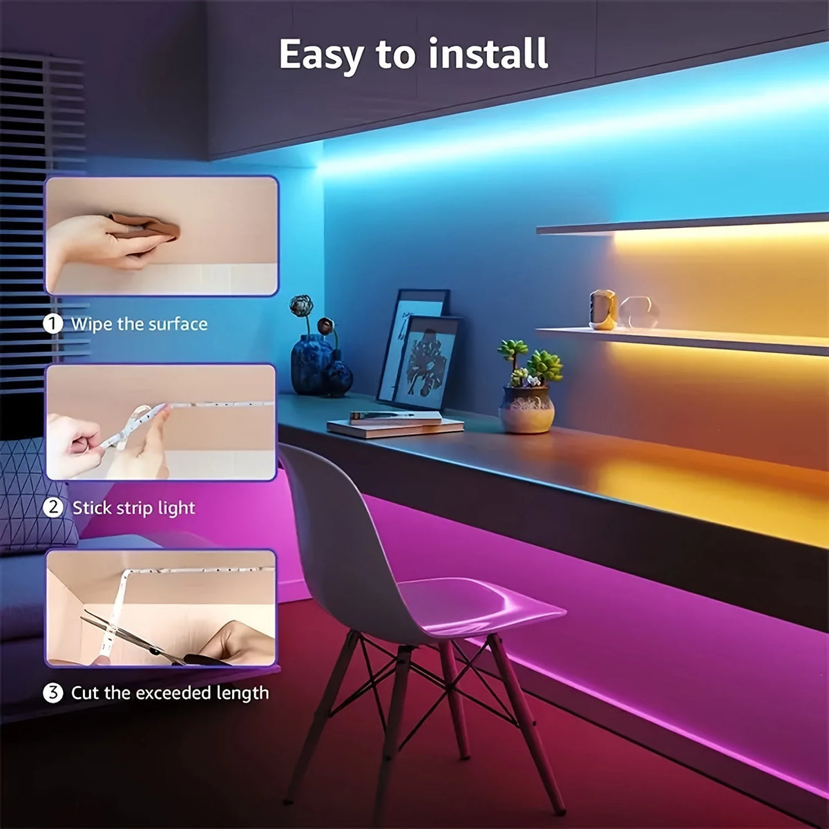 USB RGB LED Bias-Light Strip 2M with IR Remote for Monitor/TV/Desk