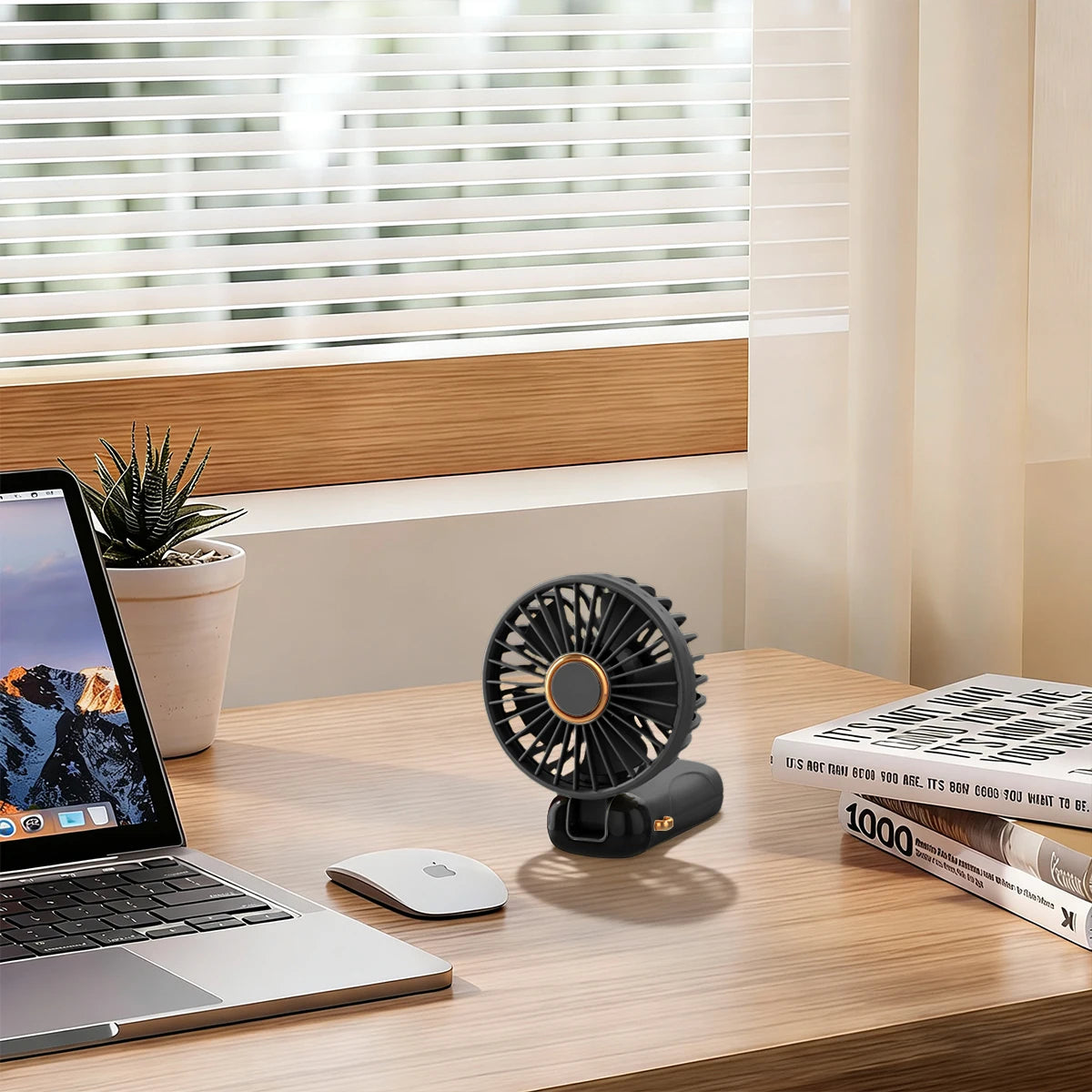 Foldable 6-Speed USB Rechargeable Mini Fan with LED Light — Handheld Desk Fan