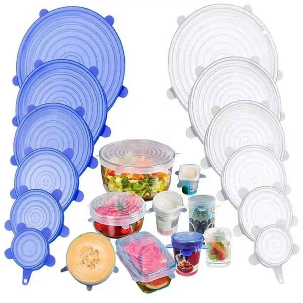 Reusable Silicone Stretch Lids – 6-Piece Assorted Food Cover Set