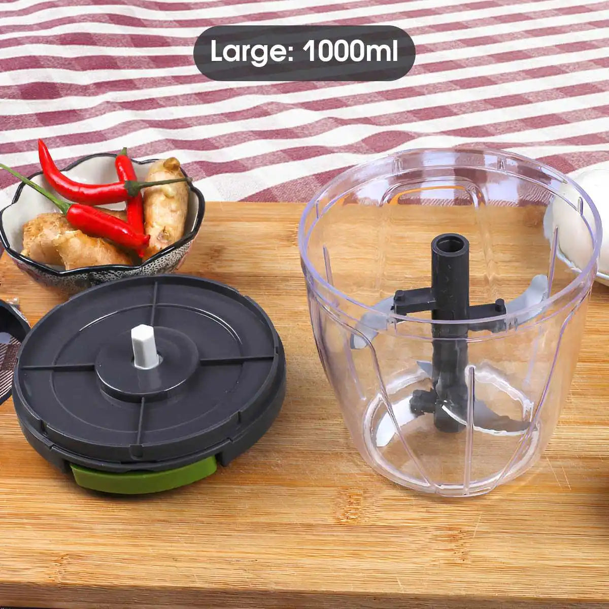 Manual Pull-String Food Chopper 600ml — Vegetable Cutter for Onion, Garlic & Herbs