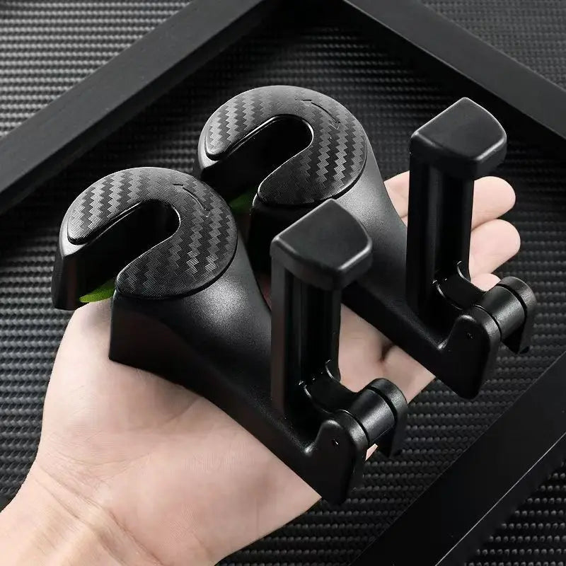 Car Headrest Hooks 2-Pack — Back Seat Hangers for Bags & Groceries