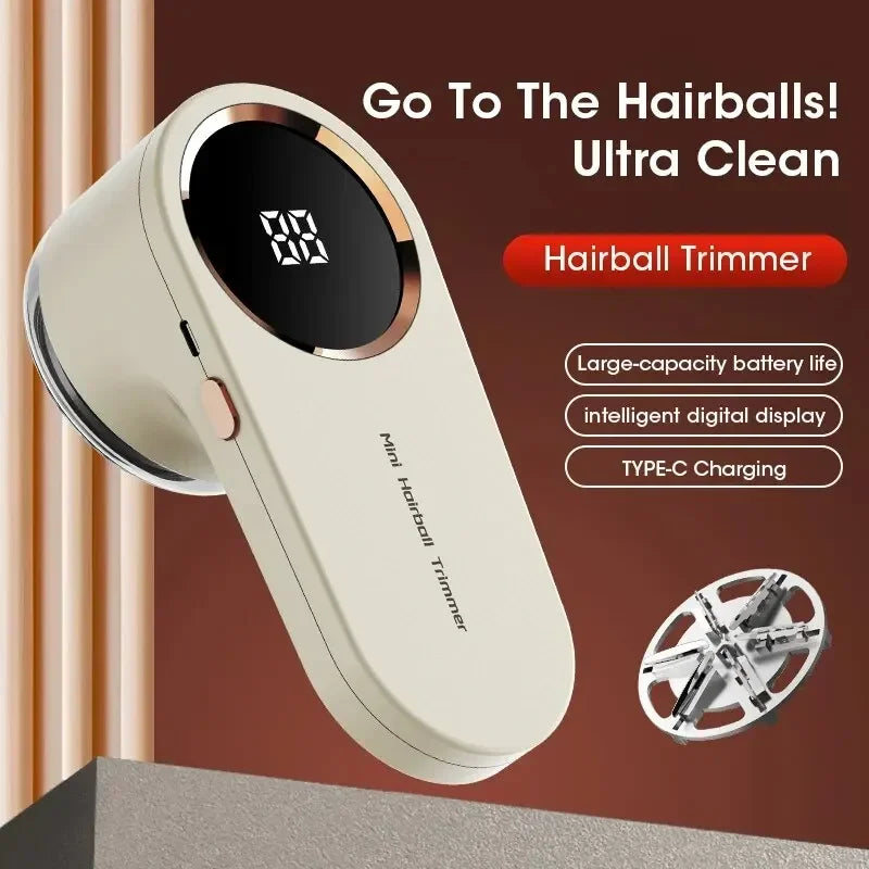 USB Rechargeable Electric Lint Remover with LED Display — Fabric Shaver for Clothes