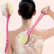 Long-Handle Mesh Back Bath Scrubber Brush with Hanging Loop