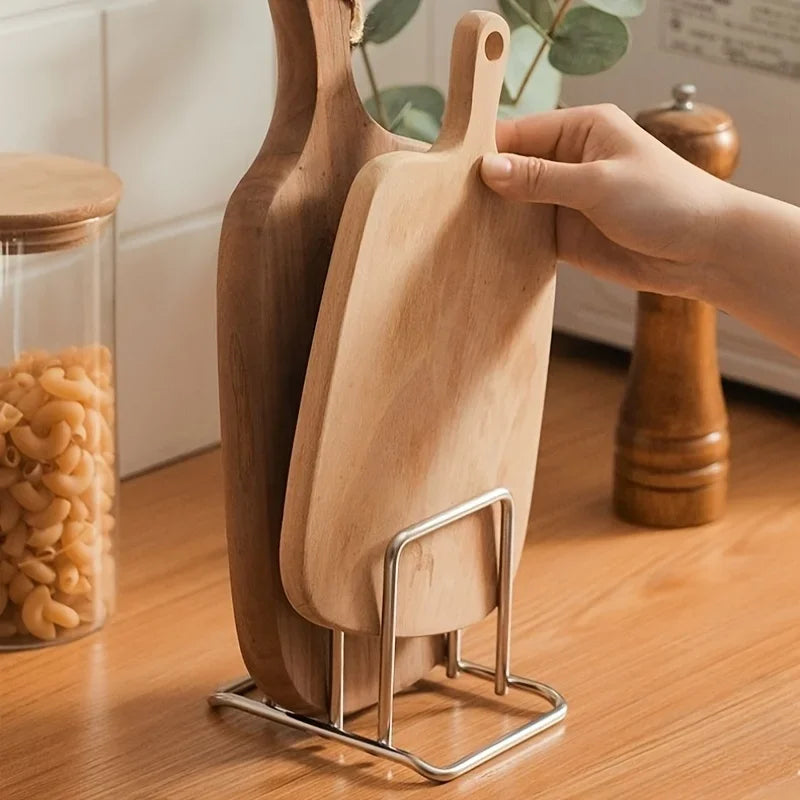 Stainless Pot-Lid & Cutting-Board Organizer Rack