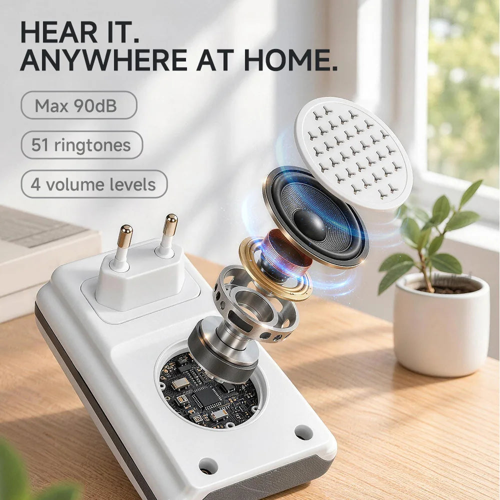 Self-Powered Wireless Doorbell — 150M Range, 51 Ringtones