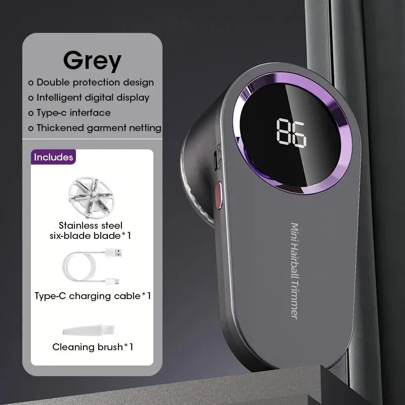 USB Rechargeable Electric Lint Remover with LED Display — Fabric Shaver for Clothes