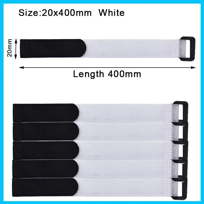 Reusable Hook-and-Loop Cable Tie Straps – 10-Pack Adjustable Nylon Cord Organizers, Black (20x300mm)