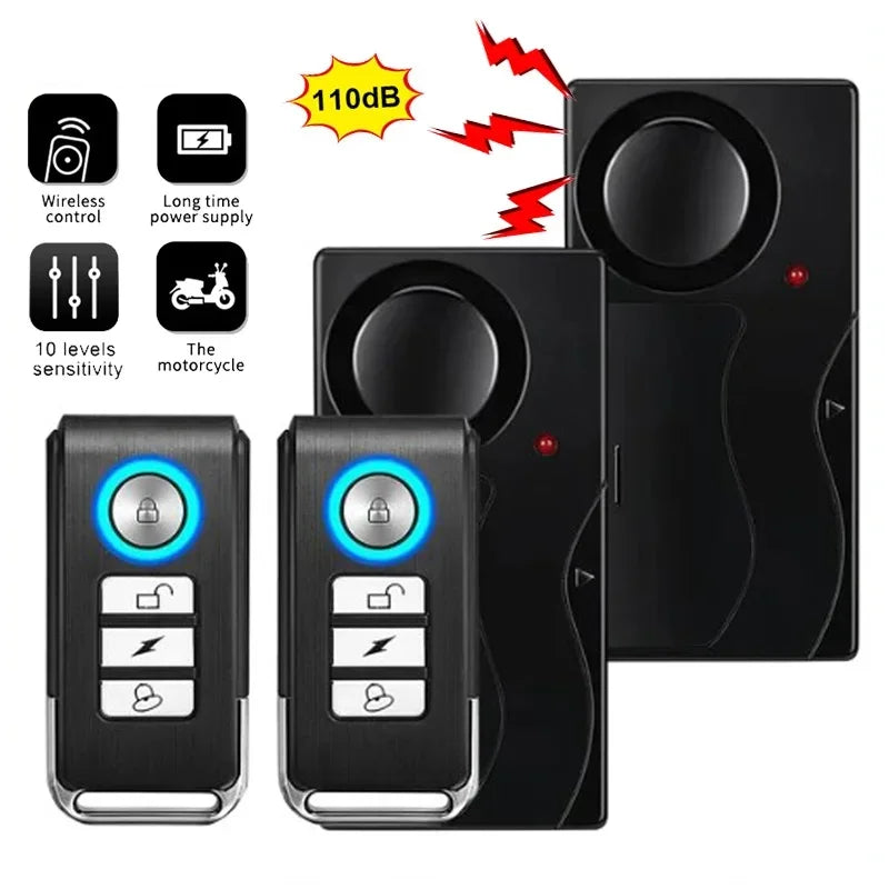 Wireless Vibration Alarm with Remote — 110dB