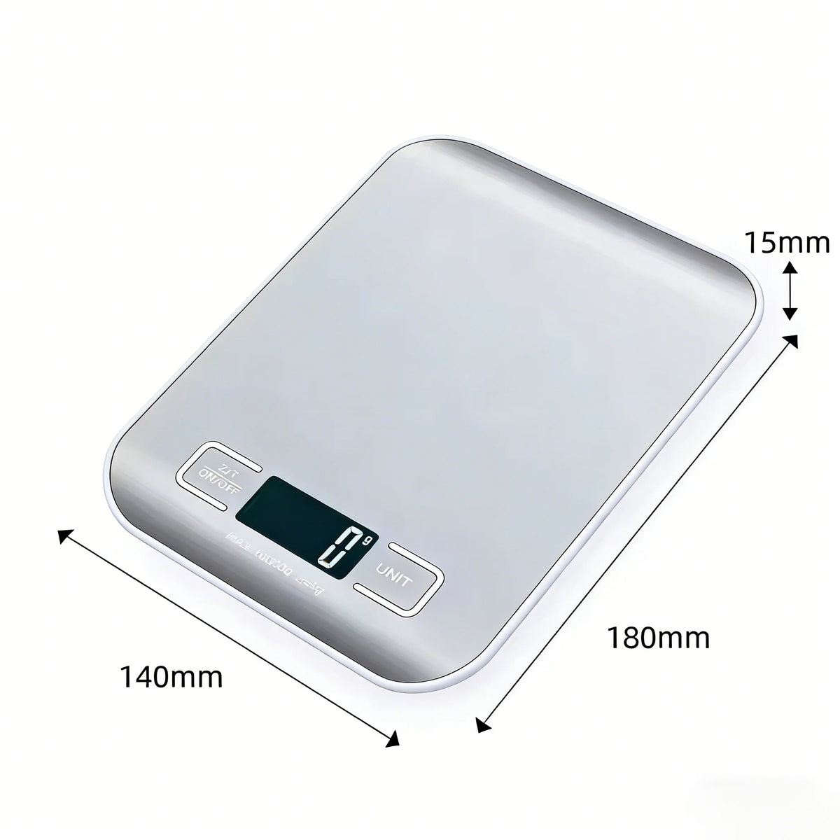 Precision Digital Kitchen Scale 5kg — LCD Food Scale with Stainless Steel Platform