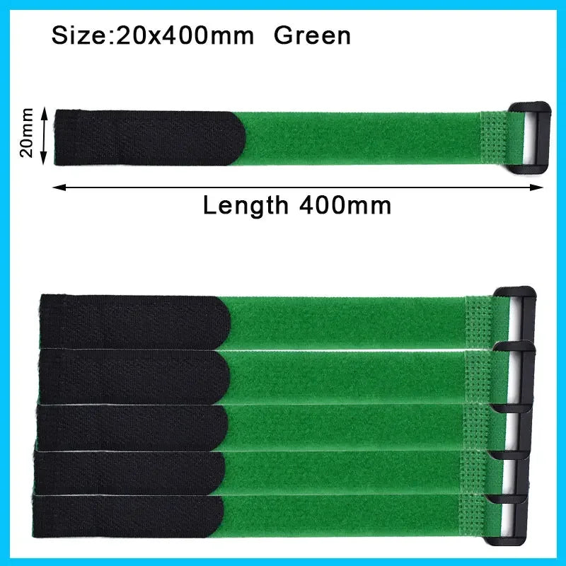 Reusable Hook-and-Loop Cable Tie Straps – 10-Pack Adjustable Nylon Cord Organizers, Black (20x300mm)