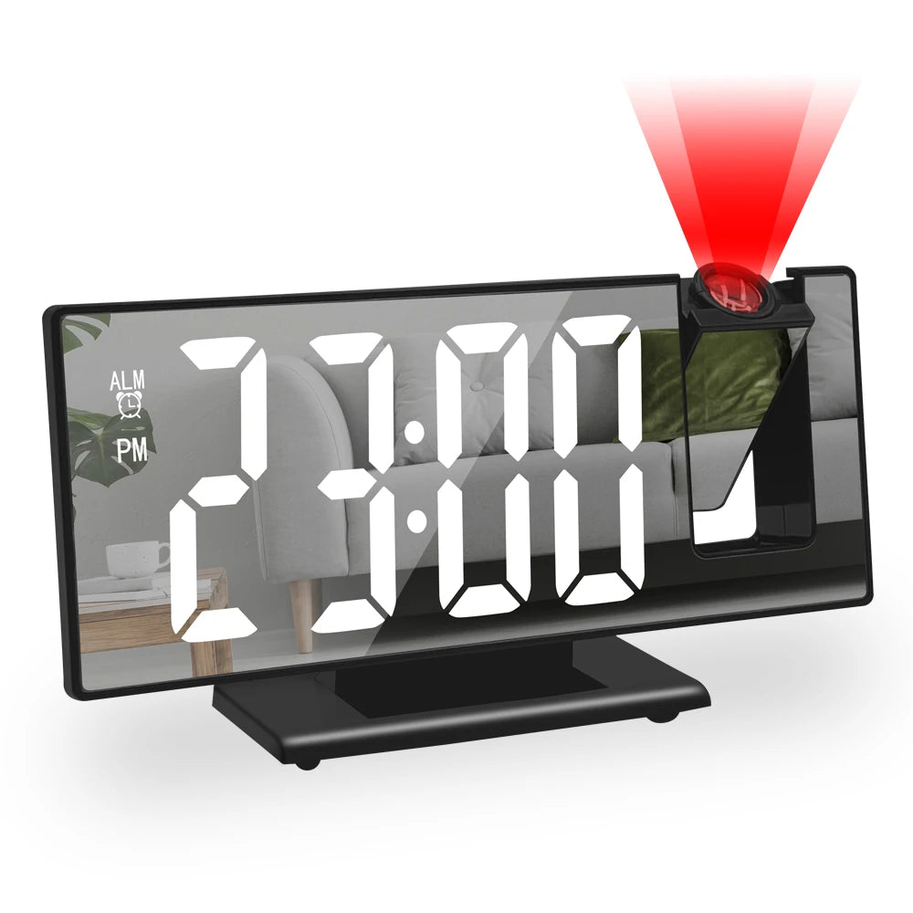 Projection Alarm Clock — 180° Ceiling Display