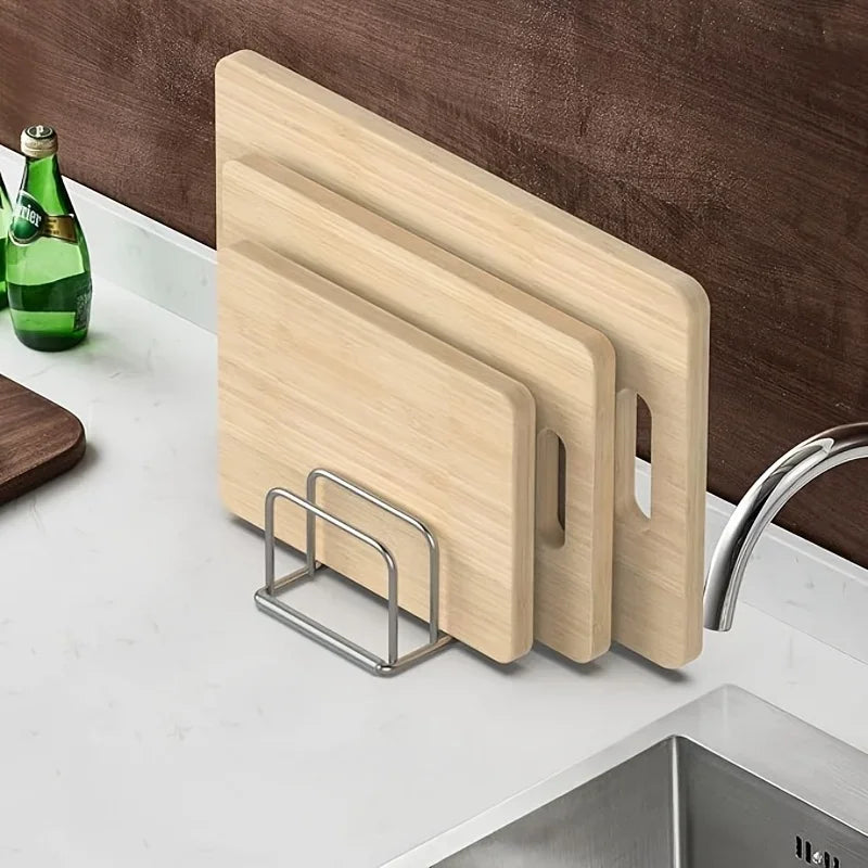 Stainless Pot-Lid & Cutting-Board Organizer Rack
